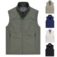 thumbnail image 1 of Mens Full Zipper Golf Vest Casual Lightweight Vests Summer Sleeveless Jackets for Travel Hiking Fishing Big and Tall Size M-5XL White, 1 of 5