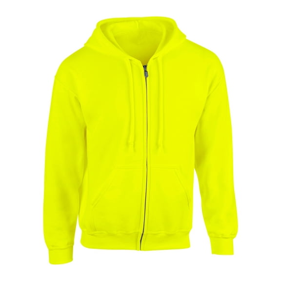 Mens Full Zipper Hoodie Adult Heavy Blend Full-Zip Up Hooded Sweatshirt-Safety Green-M