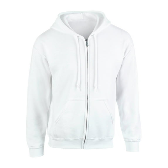 Mens Full Zipper Hoodie Adult Heavy Blend Full-Zip Up Hooded Sweatshirt-White-2XL