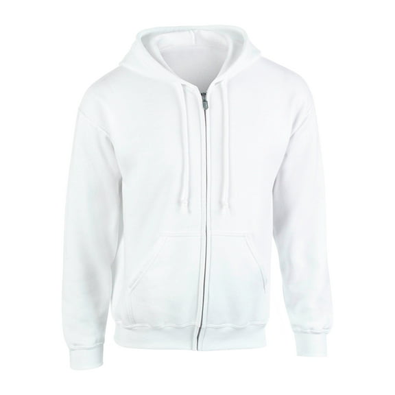 Mens Full Zipper Hoodie Adult Heavy Blend Full-Zip Up Hooded Sweatshirt-White-2XL