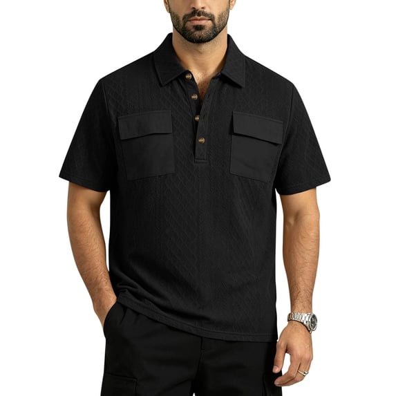 Mens Full Zipper Short Sleeve Shirt Casual Summer Stretch Shirts with Pockets Business Office Work Blouses Tops,S