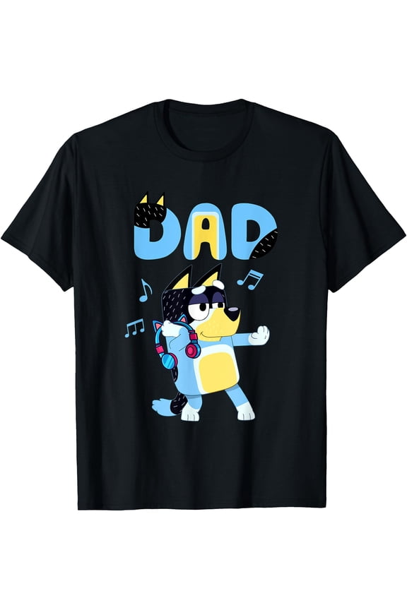 Mens Fun Dancing Cartoon Dog DAD T-Shirt Father's Day Daddy Gift