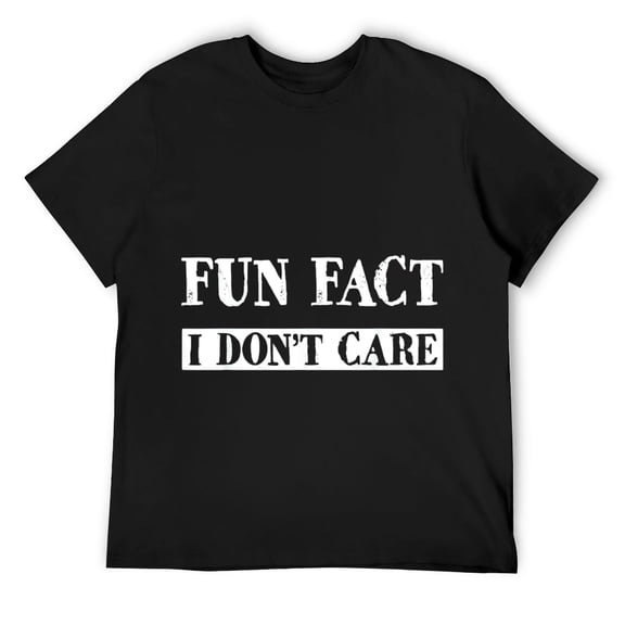 Mens Fun Fact, I Don't Care Adult Funny Sarcasm Humor T-Shirt Black