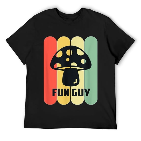 Mens Fun Guy Mushroom design- Vintage Retro Mushroom T-Shirt Black S