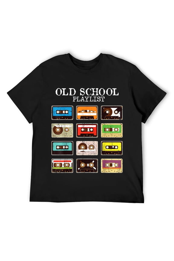 Mens Fun Old School Retro Gift Design Music Lovers Gift T-Shirt Black