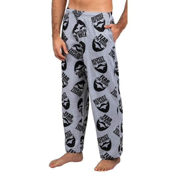 Mens Fun Pants Lounge Pajama Pants Boxers Adult Sleepwear, Beard, Size: Small