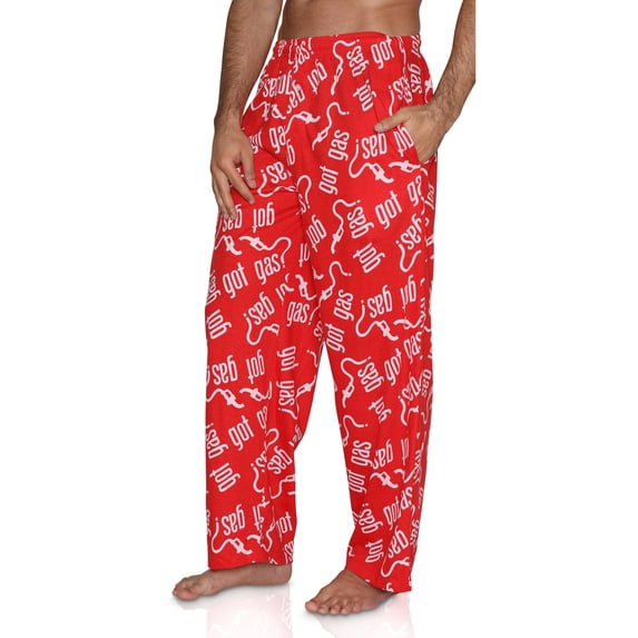 Mens Fun Pants Lounge Pajama Pants Boxers Adult Sleepwear, Got Gas Red, Size: Small