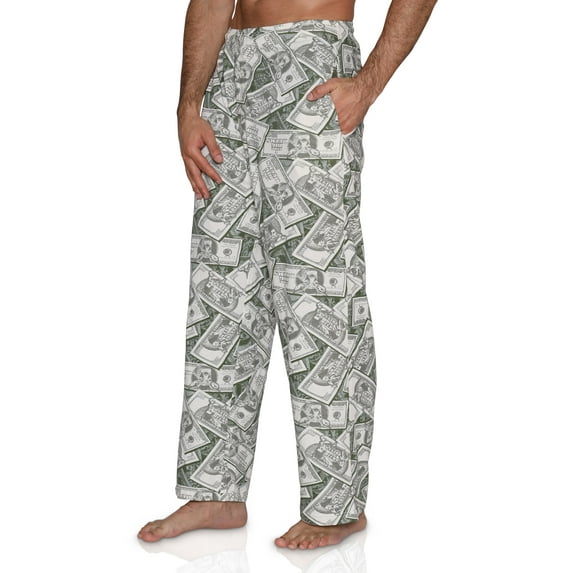 Mens Fun Pants Lounge Pajama Pants Boxers Adult Sleepwear, I Like Big Bucks Money, Size: Small