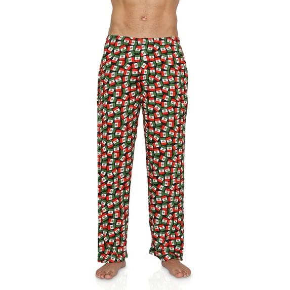 Mens Fun Pants Lounge Pajama Pants Boxers Adult Sleepwear, Mexican Flag, Size: Medium