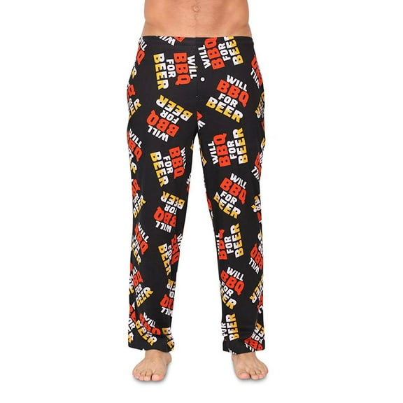 Mens Fun Pants Lounge Pajama Pants Boxers Adult Sleepwear, Will BBQ, Size: Small