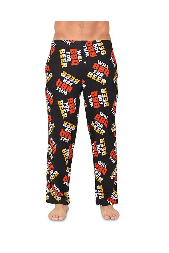 Mens Fun Pants Lounge Pajama Pants Boxers Adult Sleepwear, Will BBQ, Size: Small