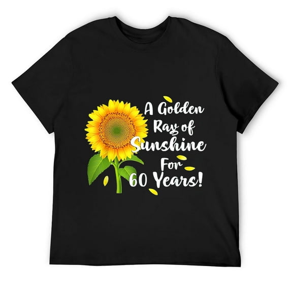 Mens Funny 60th Birthday Sunflower Golden Ray of Sunshine T-Shirt Black