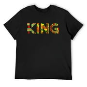Mens Funny African King Gift For Men Boys Cool Kente Cloth Lover T-Shirt Black Small