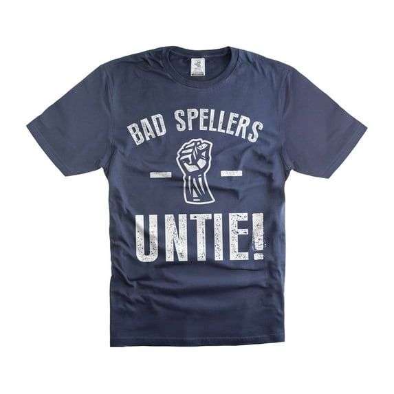 Mens Funny Bad Spellers Untie T-shirt Humor Gifts English Grammar Tee Shirt Funny Saying Tee (X-Large Navy Blue)