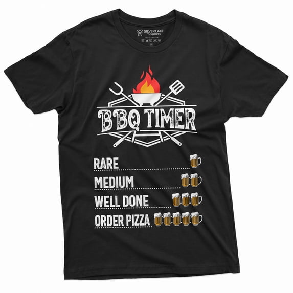 Mens Funny Bbq Timer T-Shirt | Party Beer Drinking Outdoor Humor Tee Shirt (5X-Large Black)