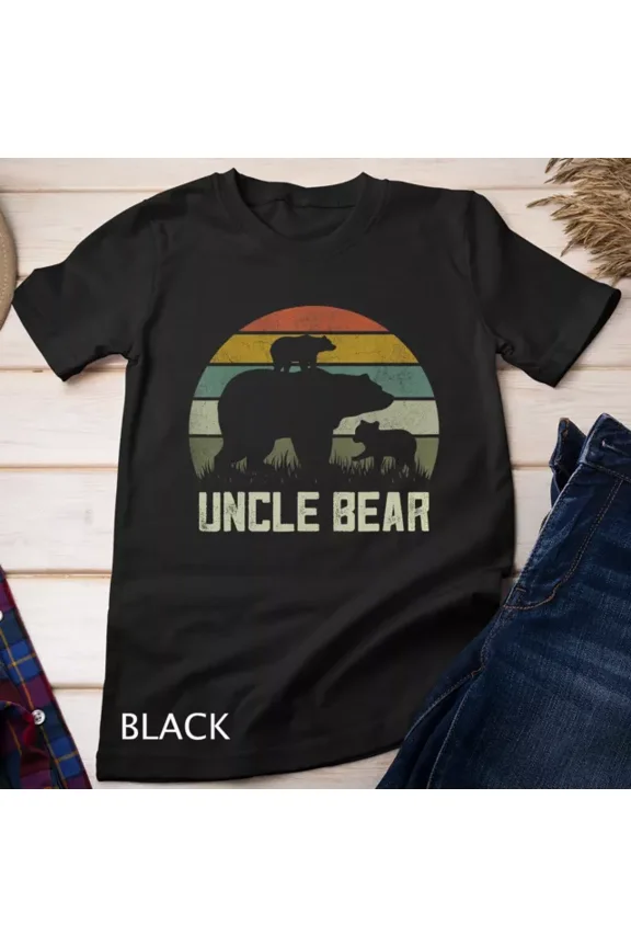 Mens Funny Bear Uncle Shirts, Two Cub Kids Fathers Day Uncles Unisex T-Shirt