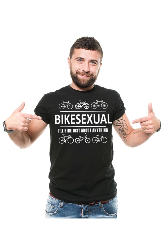 Mens Funny Bikesexual Shirt Bike Shirts Bicycle Shirt Funny Sarcastic T shirt Cycling Cyclist Tee (Medium Black)