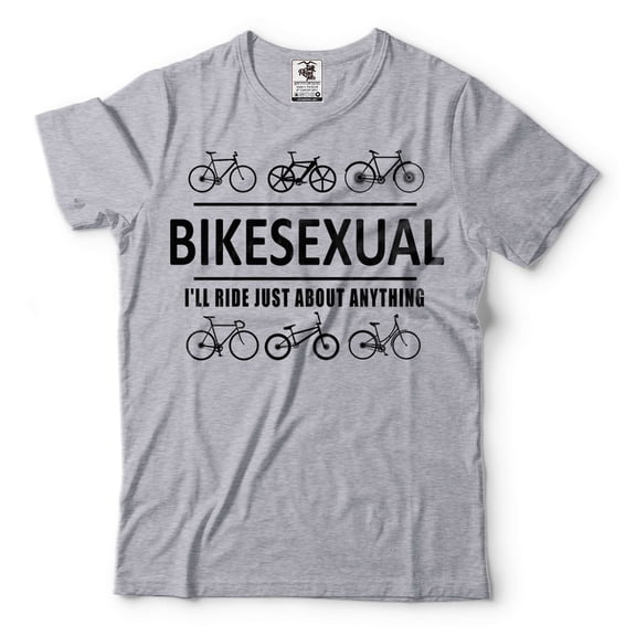 Mens Funny Bikesexual Shirt Bike Shirts Bicycle Shirt Funny Sarcastic T shirt Cycling Cyclist Tee (Small Grey)