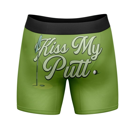 Mens Funny Boxers Kiss My Putt Sarcastic Golf Novelty Underwear for Men