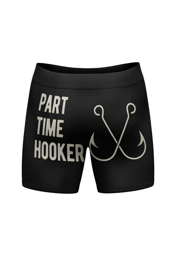Mens Funny Boxers Part Time Hooker Fishing Graphic Underwear for Men