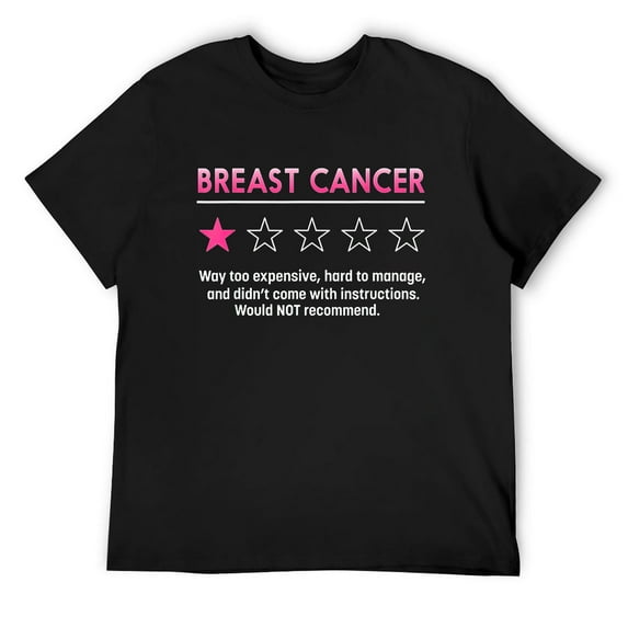 Mens Funny Breast Cancer Awareness One Star Rating Survivor T-Shirt Black Small
