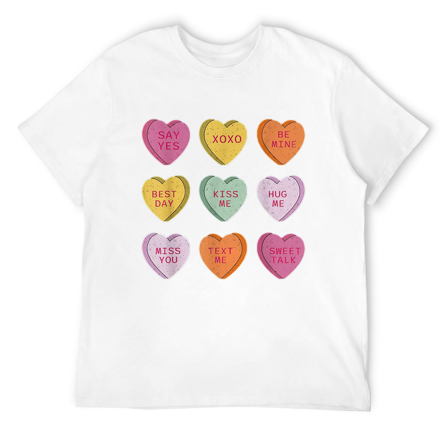 Mens Funny Candy Valentines Day Hearts Retro Trendy Girls T-Shirt White ...