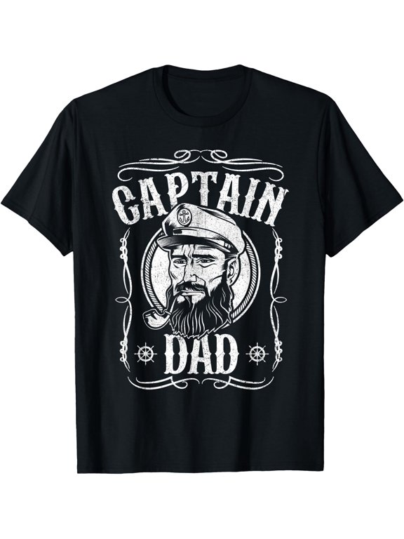 Mens Funny Captain Dad Motor Boat Sailing Sailor Fathers Day Gift T-Shirt