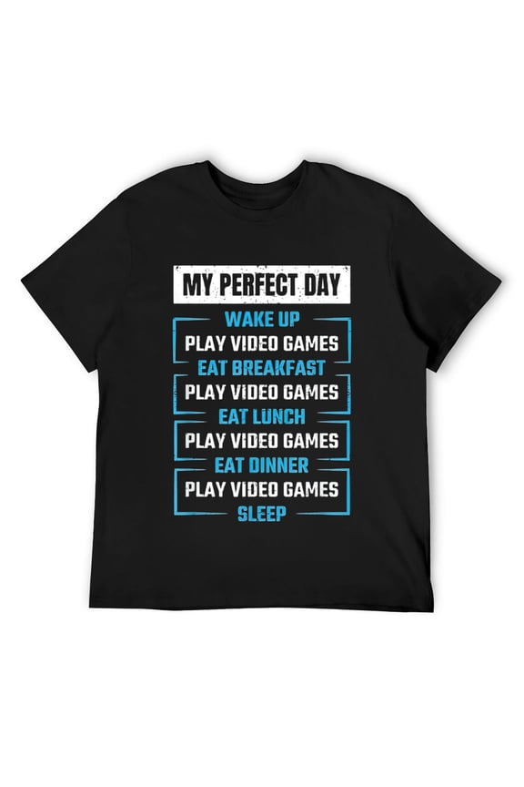 Mens Funny Cool Gamer Boy My Perfect Day Video Games Gift Idea T-Shirt Black