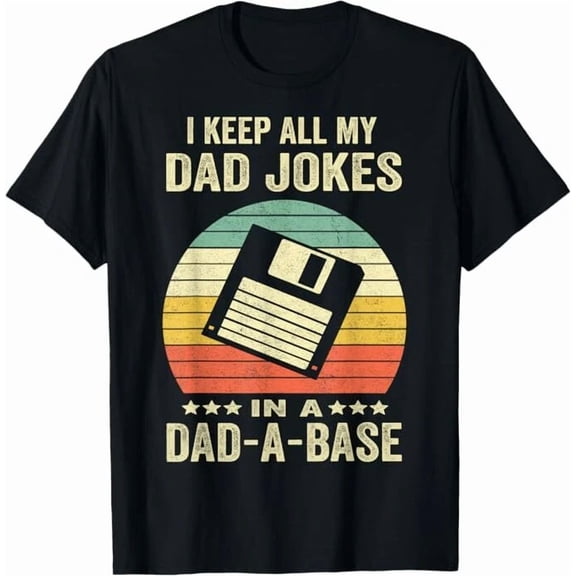 Mens Funny Dad Jokes In Dad-A-Base Vintage Father's Day Graphic Unisex T-Shirt, up to Size 5XL