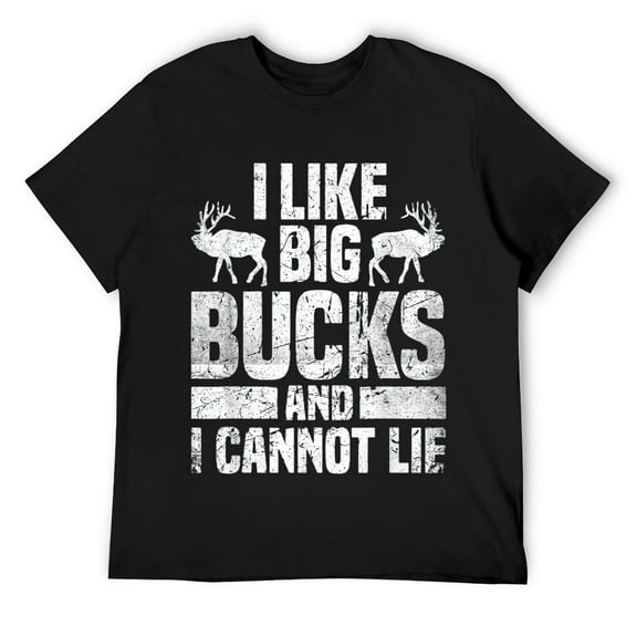 Mens Funny Deer Hunting I Like Big Bucks and I Cannot Lie Hunter T-Shirt Black