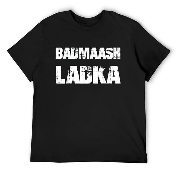 Mens Funny Desi Shirt Badmaash Ladka - Rebellious Boy Shirt Black Large