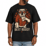 Mens Funny Dog Dad T Shirts Best Buddy Fathers Day Graphic Tee for Men Vintage Dog Lover Graphic Tees