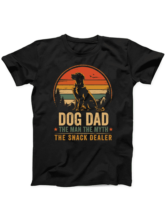 Mens Funny Dog Dad T Shirts Retro Sunset Dog Dad Fathers Day Graphic Tee for Men Vintage Pet Lover Graphic Tees