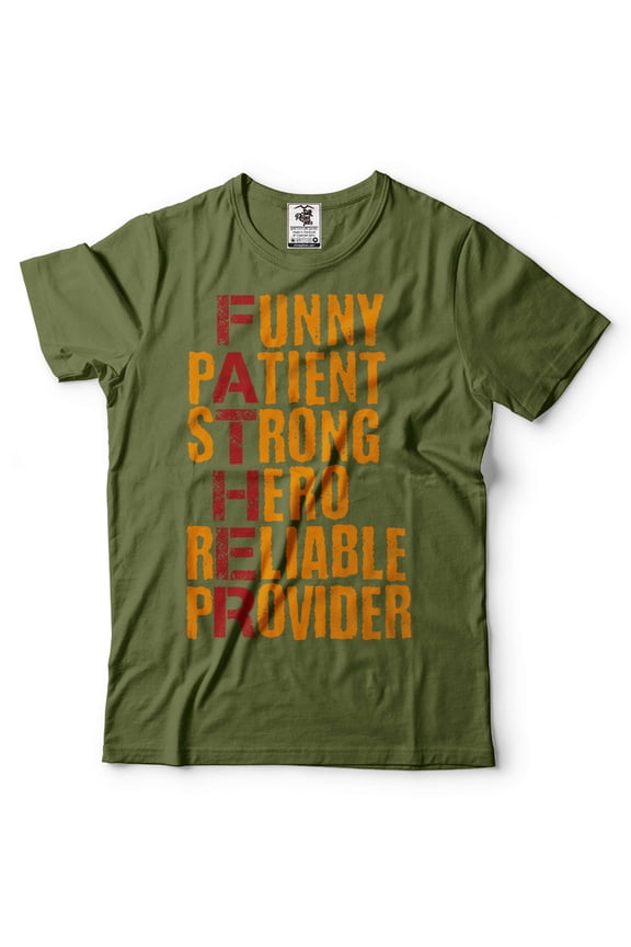 Mens Funny Father T-Shirt Father Definition Tee Strong Hero Father Shirt Father's Day Dad Shirt (Small Military Green)
