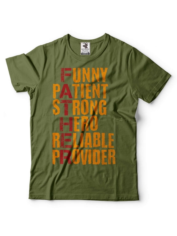 Mens Funny Father T-Shirt Father Definition Tee Strong Hero Father Shirt Father's Day Dad Shirt (Small Military Green)