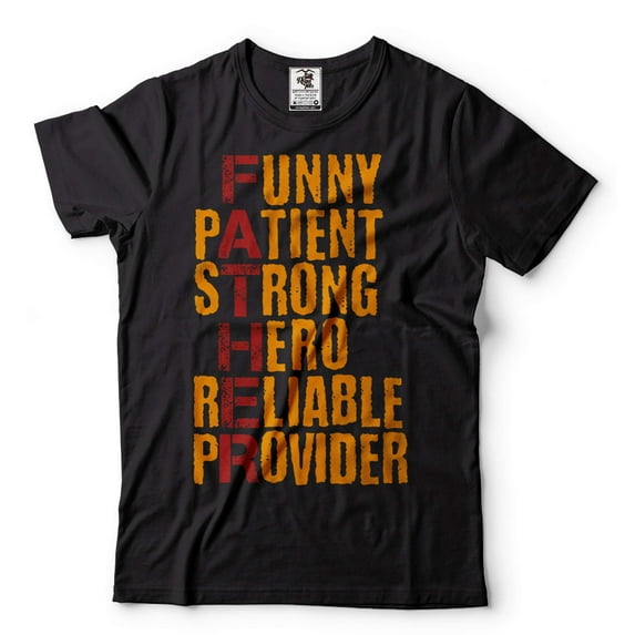 Mens Funny Father T-Shirt Father Definition Tee Strong Hero Father Shirt Father's Day Dad Shirt (X-Large Black)
