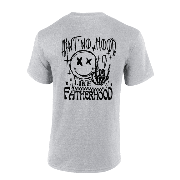 Mens Funny Father's Day Ain't No Hood Like Fatherhood Humorous Short Sleeve T-Shirt-Sport Grey-Medium
