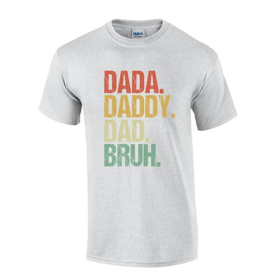 Mens Funny Fathers Day Shirt Da Da Daddy Dad Bruh Short Sleeve T-shirt Graphic Tee-Ash Grey-xxl
