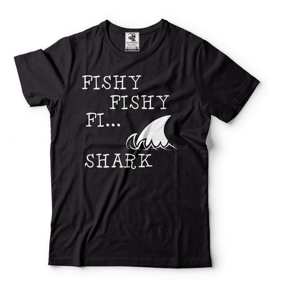 Mens Funny Fishing T-shirt Fishy Fishy Shark Tee Fishing Gifts Fisherman Tee Funny Gifts For Men (X-Large Black)