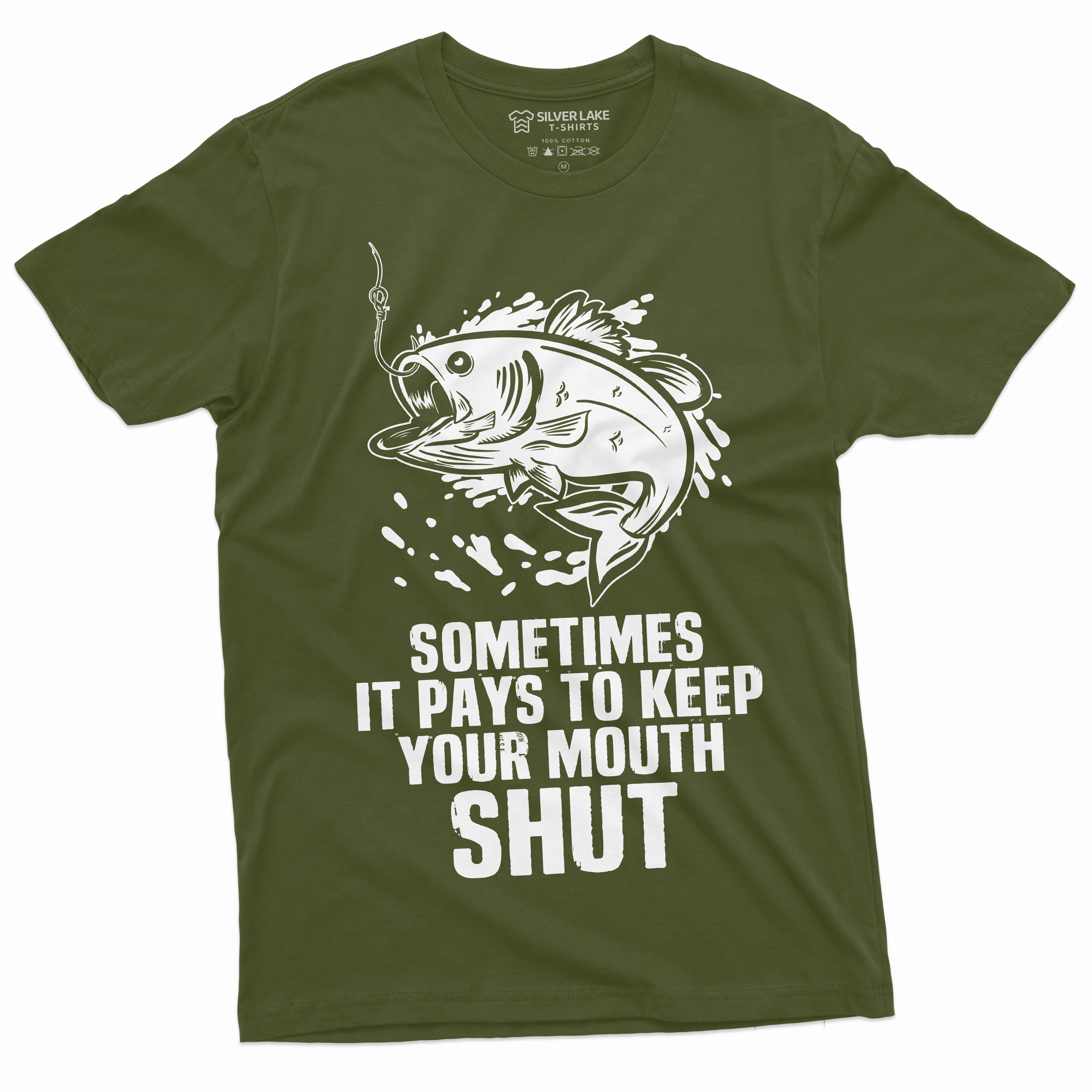 Mens Funny Fishing Tee Shirt Sometimes It Pays To Keep Your Mouth