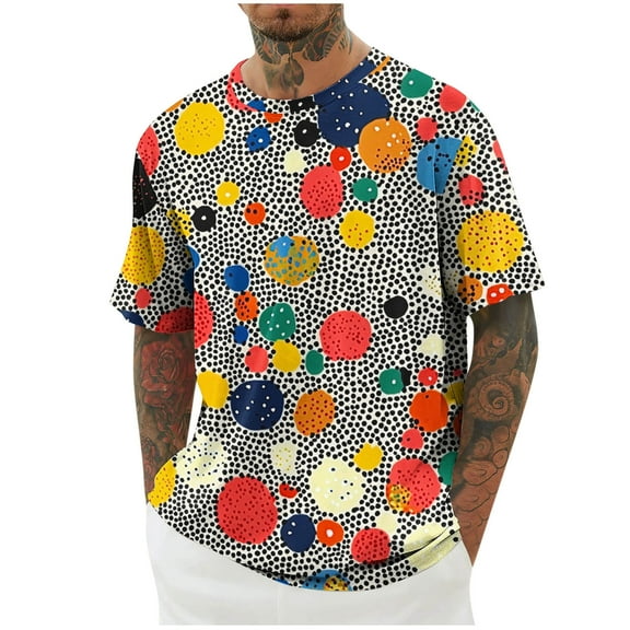Mens Funny Floral Print T-shirt Plus Size Casual Short Sleeve Pullover Tops Comfy Lightweight Summer Crewneck Tees