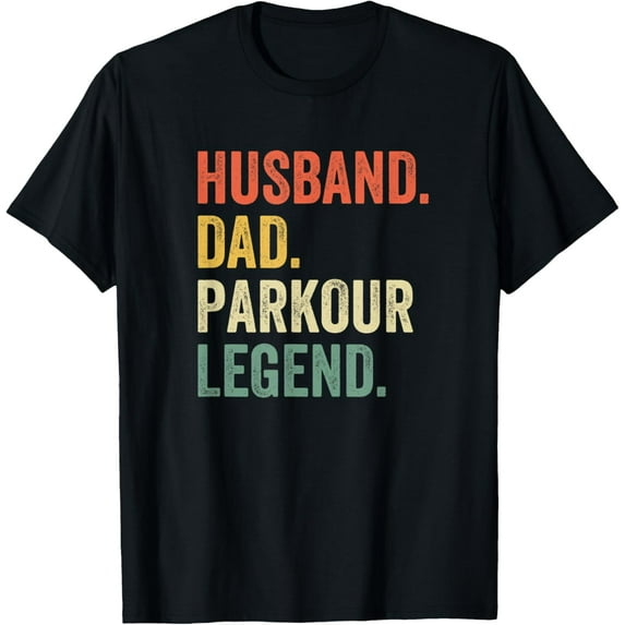 Mens Funny Free Running Husband Dad Parkour Legend Vintage T-Shirt