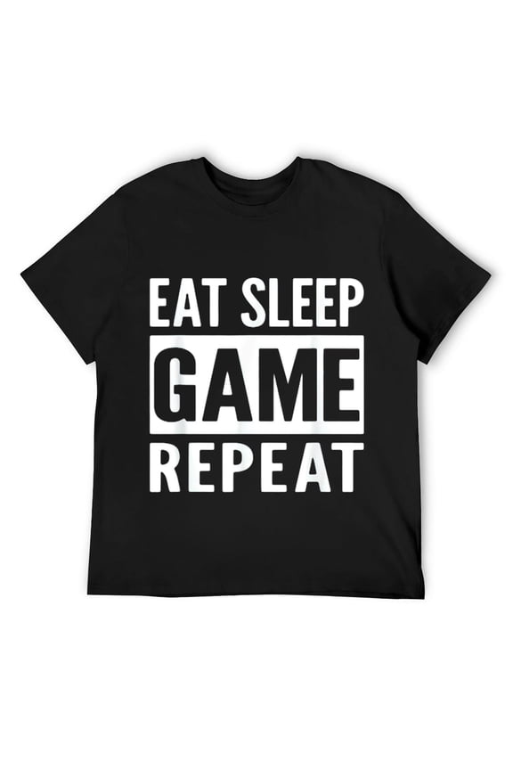 Mens Funny Gamer Gaming Shirt Eat Sleep Game Repeat Holiday GIft T-Shirt Black