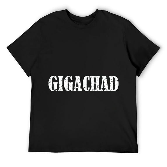Mens Funny Giga Chad Alpha Meme T-Shirt Black
