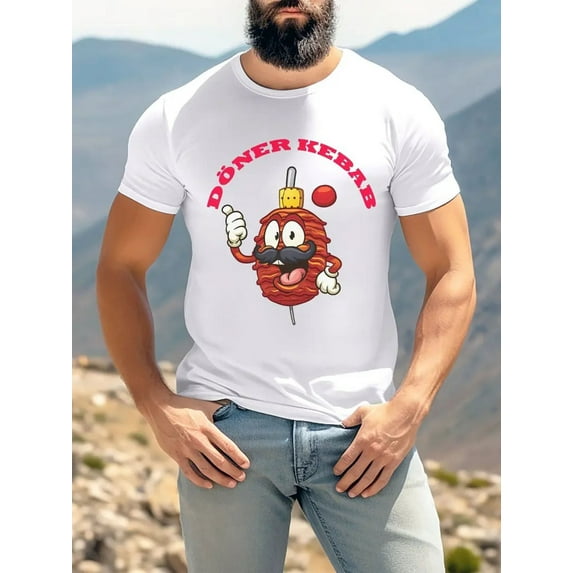 Mens Funny Graphic Tees Vintage T-Shirts Oversized Letter Print Casual Crewneck Cotton Top Short Sleeve Rapper Streetwear White D M