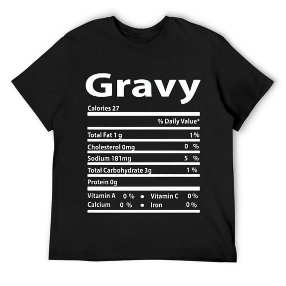 Mens Funny Gravy Nutrition Fact Gift for Thanksgiving Christmas T-Shirt Black