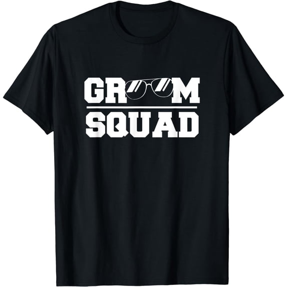 Mens Funny Groomsmen Groom Squad Crew Party Sunglass T-Shirt