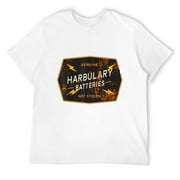 Mens Funny HARBULARY BATTERIES Nerd Geek Graphic T-Shirt White