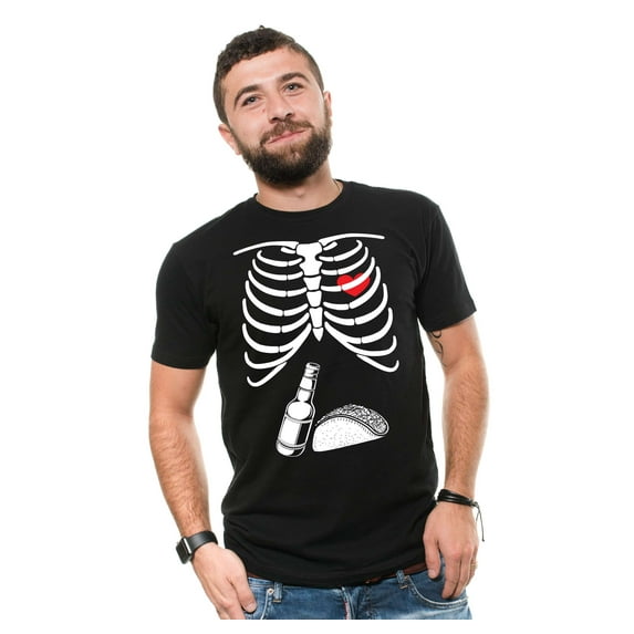 Mens Funny Halloween Costume Taco Shirt Skeleton Costume Halloween Gifts Halloween Party Shirt (XX-Large Black)
