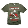 thumbnail image 1 of Mens Funny Halloween tshirt A Real Man Will chase after you shirt halloween funny shirt killer shirt (4X-Large Military Green), 1 of 6